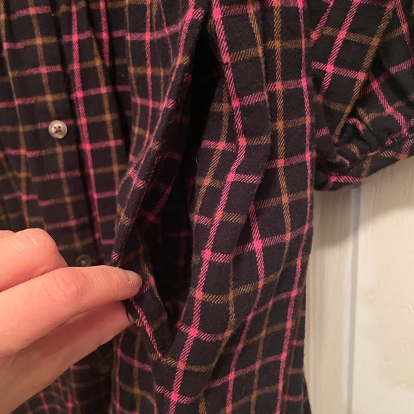Madewell Plaid Flannel Raglan Button Front Shirt Dress Size 6 EUC - Picture 8 of 13